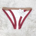 l*space L* Vacay Ribbed Classic Bikini Bottoms Cream Colorblock Red Tan Size XS New Photo 1