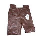 7 For All Mankind Brown Faux Leather Croc Embossed Leggings NWT S Scandi Neutral Minimalist Fall Photo 1