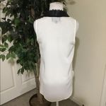 White Patterson J Kincaid With Black Leather Trim Lightweight Top XS Photo 5