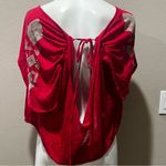 Free People  tan embroidered open back blouse Photo 4