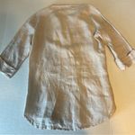 Lungo L’arno Women’s Beige 100% Linen Button Down Shirt 3/4 Long Sleeve Cuffed L Tan Size L Photo 1