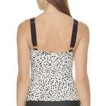 DKNY  Tankini Top Removable Cups Brush Dots White Black S Photo 1