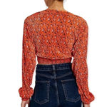 Urban Outfitters NWT  Floral Plisse Wrap Crop Top Photo 3