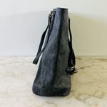 Michael Kors  Morgan Black Gray Logo Print Leather Medium Tote Bag Photo 5