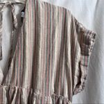Urban Outfitters  Serendipity Neutral Linen V-Neck Babydoll‎ Dress Size Medium Photo 9