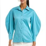 Alexis  Brooks Button Down blouse Solid Cerulean Blue Cotton Blend size xs nwt Photo 0