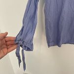 J.Crew Factory Bow Sleeve Peekaboo Blouse Blue Cutout 3/4 Sleeve ? 100% Cotton Photo 7