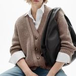 Mango  | Oversized Wool Blend Button Knit Sweater Cardigan in Brown Photo 1