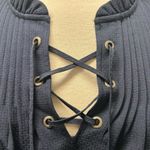 Nautica Women's Navy Lace-Up Pintuck Blouse Photo 3