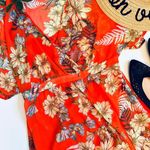 Love, Fire Love Fire Tropical Print Bohemian Floral Flutter Sleeve Semi Sheer Maxi Dress M Photo 7