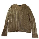 Ralph Lauren Lauren  Women's Gold Cable Knit V Neck Sweater Size XL‎ Rayon Photo 0