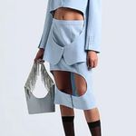 Burberry NWT Ladies Pale Blue Wool Step-through Blazer rare size 10 Photo 2