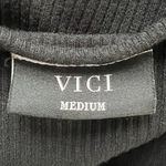 VICI Romper Womens Medium Black Ribbed Knit One Piece Shorts Comfy Minimalist Photo 4