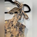 C&C California NWT  Size M Tan Blue Paisley Smocked Tank Top Bows Boho Peasant Photo 2