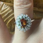 Natural Orange Garnet Chrome Diopside Sterling Silver Cocktail Ring Size 6 Photo 0