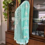 MELISSA ODEBASH Kaftan/Beach Dress Embroidered Mint Green Photo 3