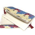 Rachel Pally Women’s Clutch Reversable flat zip leather floral clutch Cream Blue NEW Photo 0