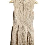 Max Studio  2 Cappuccino Cream Jacquard Office Party Dress Pleated Skirt floral Photo 4