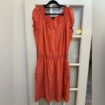 Talbots Vintage  100% Silk Coral Salmon Smocked Beach Fairy Coquette Dress Size L Photo 9