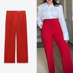 ZARA  New Bloggers Fav Red Low‎ Rise Formal Pants Limited Studio Edition Size M Photo 1