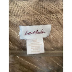 Le Moda Knit Poncho Faux Fur Cable Elegant Quiet Luxury Old Money Neutral OS Brown Size undefined Photo 3