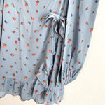 Reformation  Light Blue Floral Faux Wrap Long Sleeve Mini Dress  Photo 1