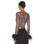 Santa Brands Feathers Top in Black XS/S New Womens Crystal Blouse Photo 1