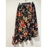 Bobeau NEW  Floral Asymmetrical Skirt Med Ruffle Vacation Bloom Dark Romantic Photo 1
