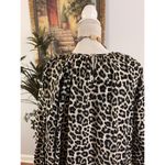 H&M Floral Dress Women’s M Animal Print Round Neck Balloon Sleeves Keyhole Back Photo 4