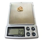 10K Yellow Gold Heart Long Stem Pink Rose Gold Flower On Top Pendant .7 Gram Photo 4