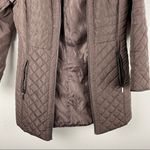 Gallery Brown Quilted Puffer Faux Fur Zip Hoodie Zipper Lined Coat, Size. Medium Photo 10