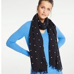 Ann Taylor Euc embroidered dot tassel scarf Photo 0