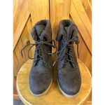 Dana Buchman  Brown Lace Up Wedge Ankle Booties Fur Trim Faux Suede Upper Helma 9 Photo 1