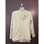 J Jill Jacket Hoodie Womens Medium Green 100% Cotton Button Front Tea Dyed Photo 3