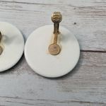 Vintage Clip On Earrings Large Cream & Blue Statement Circle Photo 9