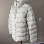 Uniqlo Ultra Light Down Jacket Womens XL Cream Packable W/Bag 4 Pockets Travel Photo 2