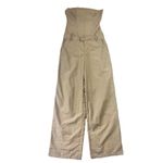 ZARA Strapless Jumpsuit Off The Shoulder Wide Leg Khaki Size S Blogger Fav New Photo 0