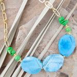 BARSE Fresh Twist Lime and Blue Agate Golden Chunky Necklace Photo 0