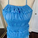 Early 2000's Blue Glitter Ruffle Frilly Cropped Open Back Halter Top M Size M Photo 3