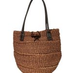 Vintage Jute Twine & Leather Handmade Tote Bag – Boho Woven Shoulder Bag Brown Photo 1