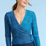 Summersalt NEW  x LL Bean Size L Perfect Wrap Long Sleeve Coverup Blue Gingham Photo 0