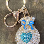 Source Unknown  Gold and Blue Crystal Keychain Photo 0