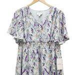 Bohme NWT Dress Flutter Sleeve Floral Midi Dress Slate Lavender Size Medium NEW Photo 4