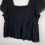 Torrid Sz 3X Black Square Neck Smocked Eyelet Peplum Top Short Sleeve Photo 8