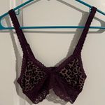 Soma Triangle Lace Trim Bralette – Size Medium – Leopard/Plum Purple Photo 0