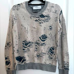 IRO  Jeans Kismet Distressed Crewneck Sweatshirt Gray Grunge Y2K Streetwear‎ Med Photo 0
