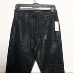 J Brand Steph Shep Coated Vendetta Lace Up High Rise Black Skinny Jeans Photo 3