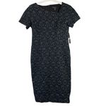 Maggy London floral lace fitted asymmetrical neckline black/ green dress Size 10 Photo 1