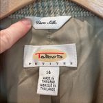 Talbots Vtg Talbot’s Blazer 100% Silk Plaid Houndstooth Grey Size 14 Petite Photo 6