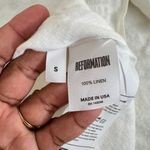 Reformation 100% Linen White Peasant Top Pineapple Embroidered Women’s Small Photo 7